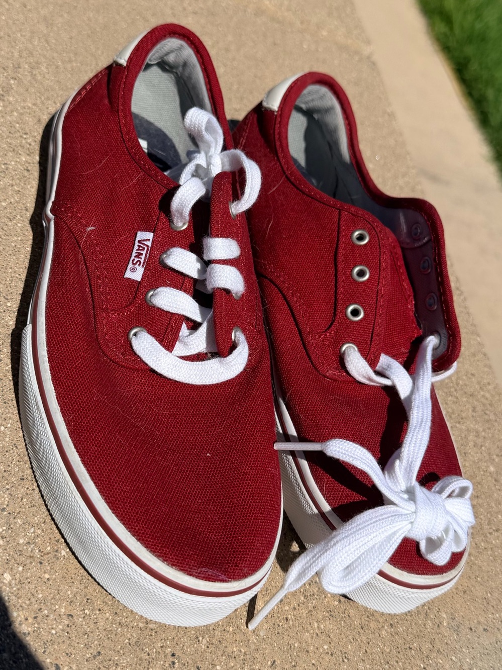 Vans Kids Low-Top Canvas Sneakers - Burgundy with White